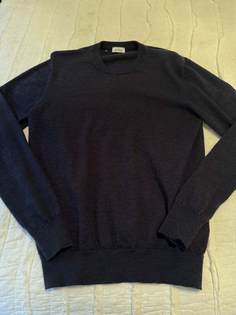 Atelier Munro Navy Blue 100% Wool Crewneck Sweater Size 50